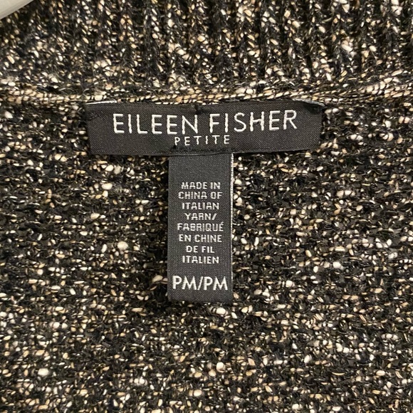 Eileen Fisher Open Front Cardigan Size PETITE Medium in Blackish Gray, White - Picture 8 of 9